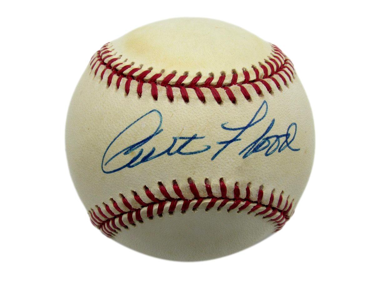 Curt Flood Autographed Rawlings Onl Baseball St.