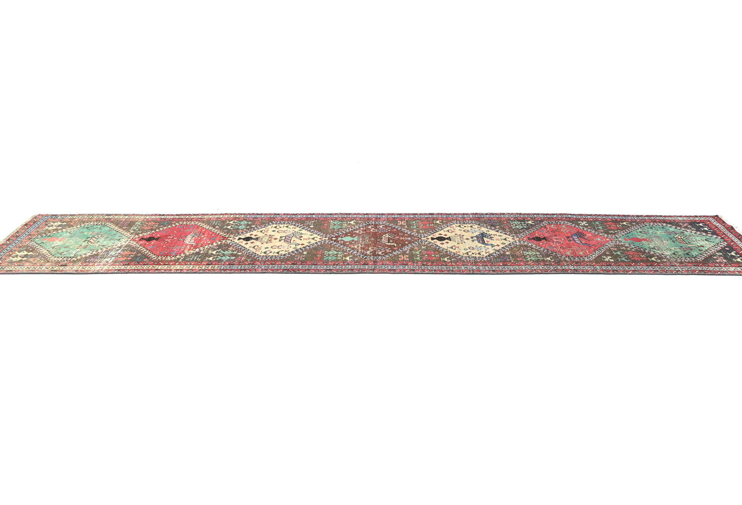 Vintage Oriental Runner Rug Tribal Farmho Hallway