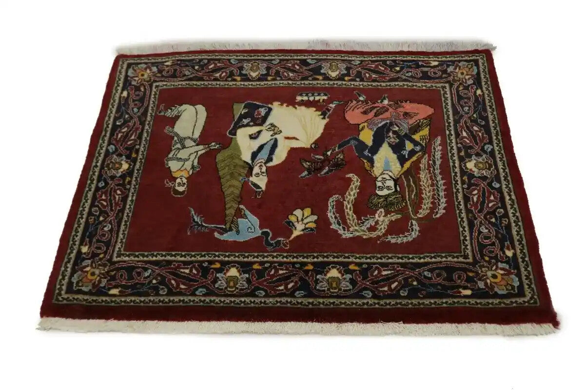Wine Red Vintage Pictorial Design Handmade