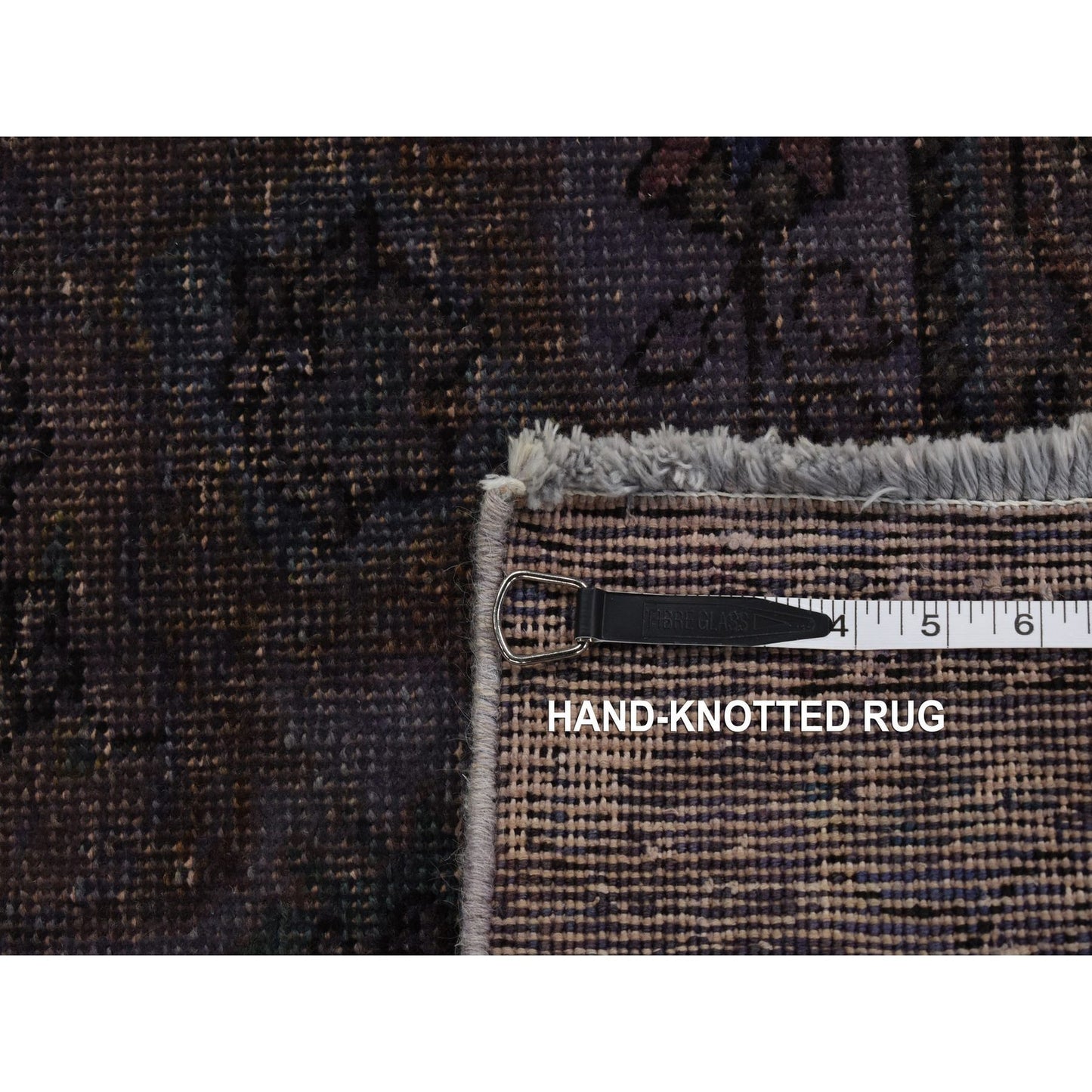 4'10"X9'9" Purple Hand Knotted Overdyed Tebraz Wool Wide And Long Rug