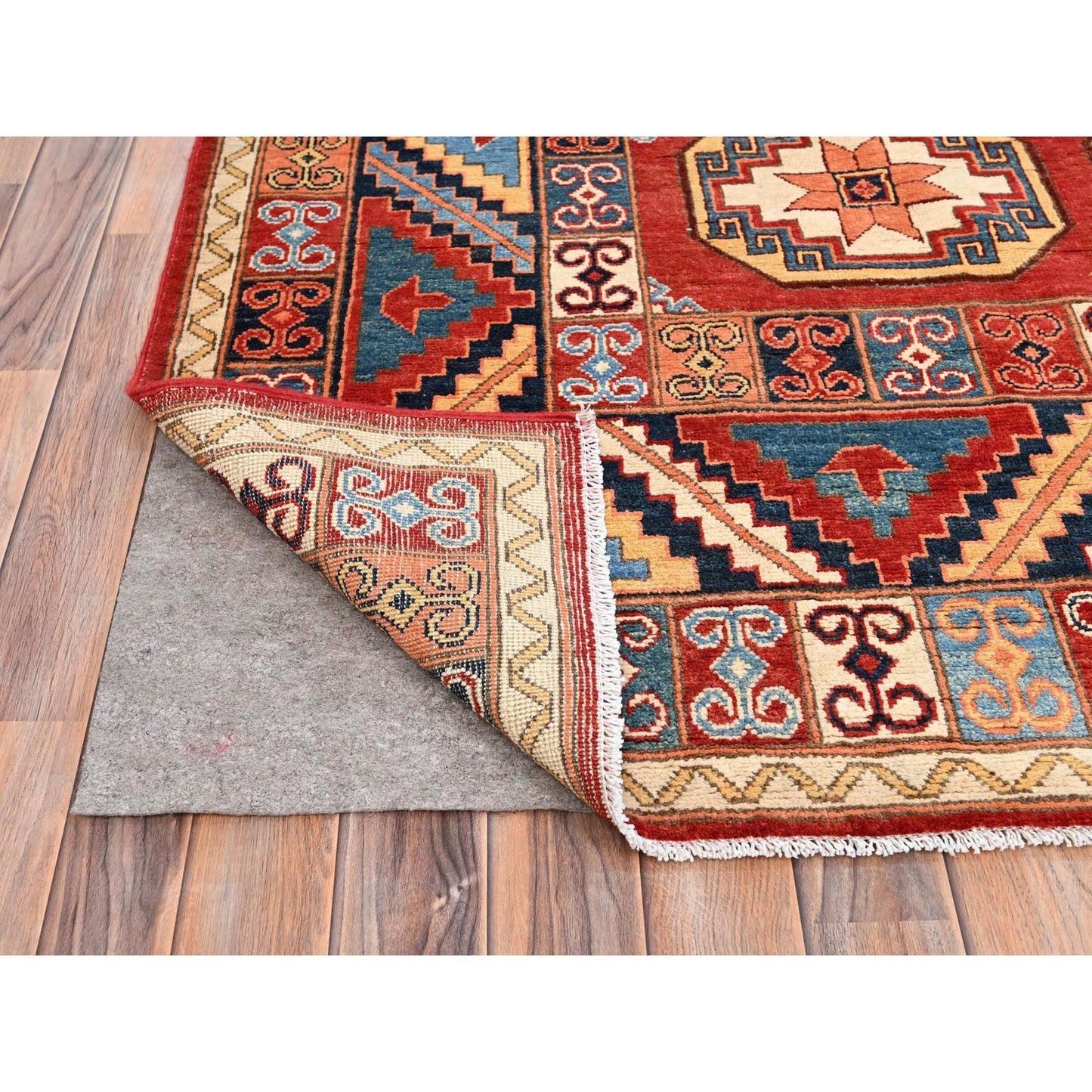 10'X13'10" Red Afghan Ersari Design Hand Knotted Natural Wool Rug