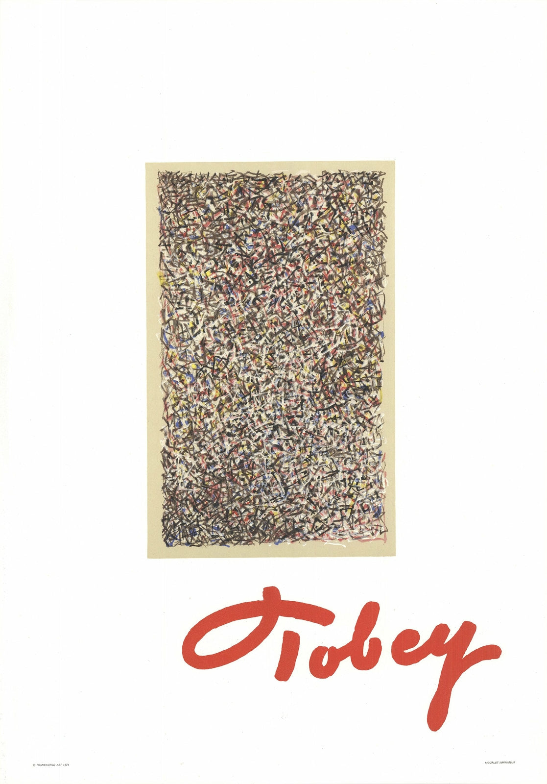 Mark Tobey Stained Glass " Lithograph Abstract Multicolor Red