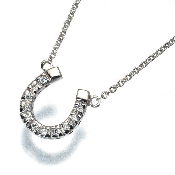 Star Jewelry Necklace Diamond Horseshoe 18K 750 White Gold