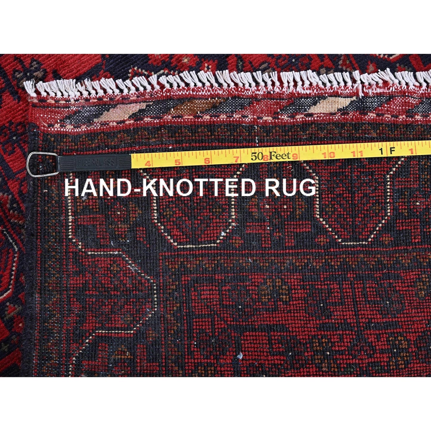 1'10"X5'1" Red Afghan Khamyab Tribal Design Wool Hand Knotted Runner Rug