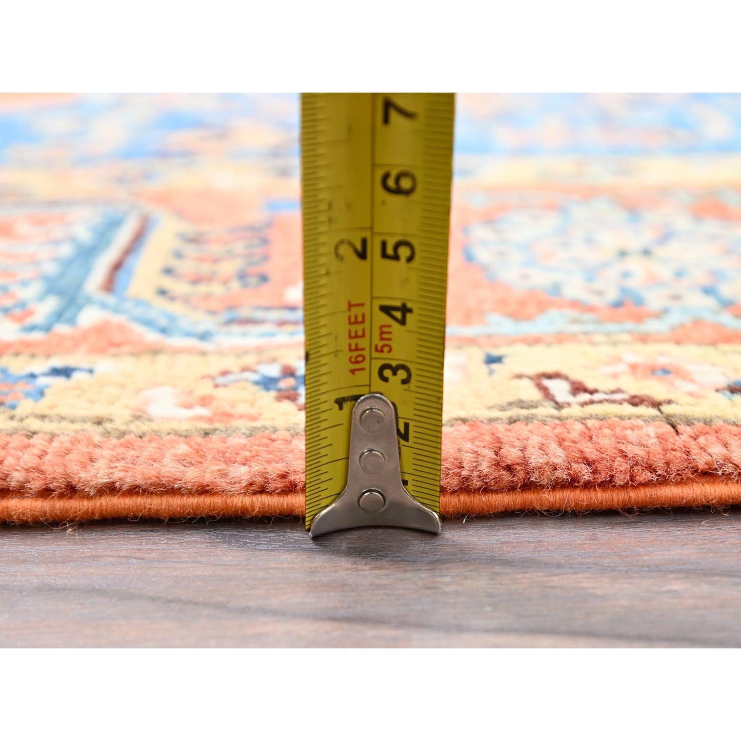 4'9"X6'6" Persimmon Orange Afghan Seeripe Heris Wool Hand Knotted Rug