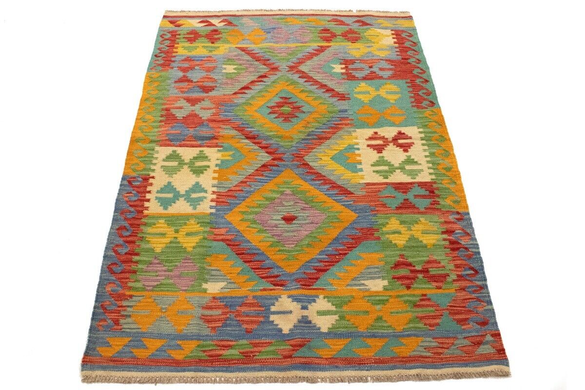 Multicolor Kilim Rug Geometric Design Office