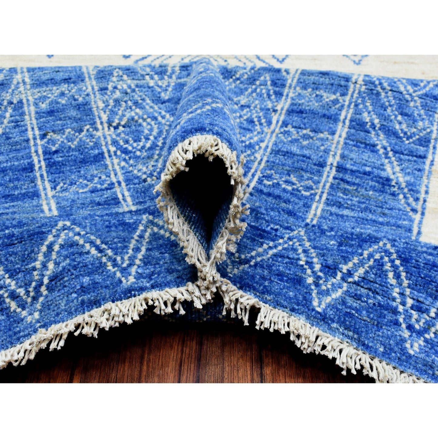 10'1"X13'9" Navy Blue Fine Peshawar Extra Soft Wool Hand Knotted Rug