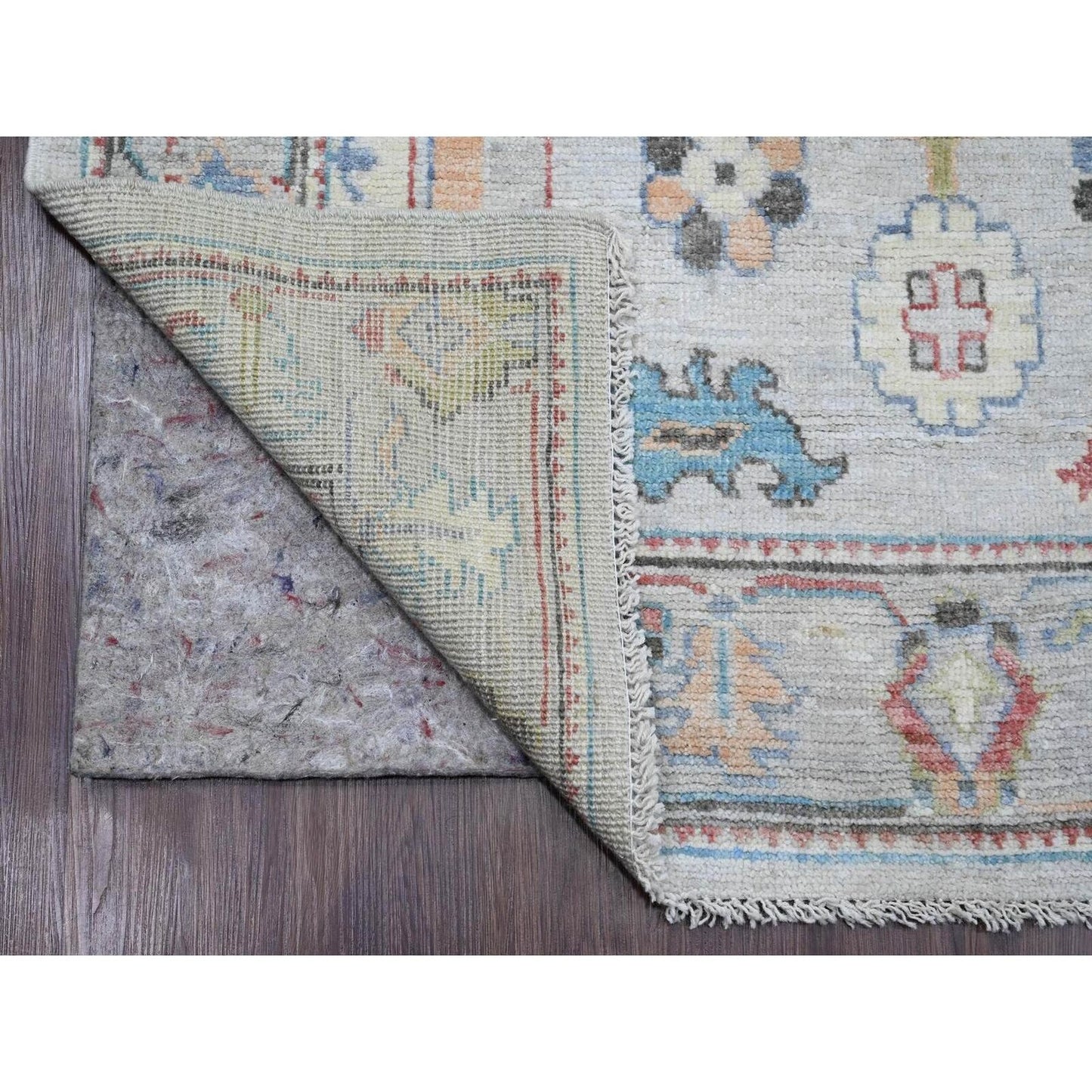 4'1"X11'7" White Hand Knotted Afghan Angora Oushak 100% Wool Runner Rug
