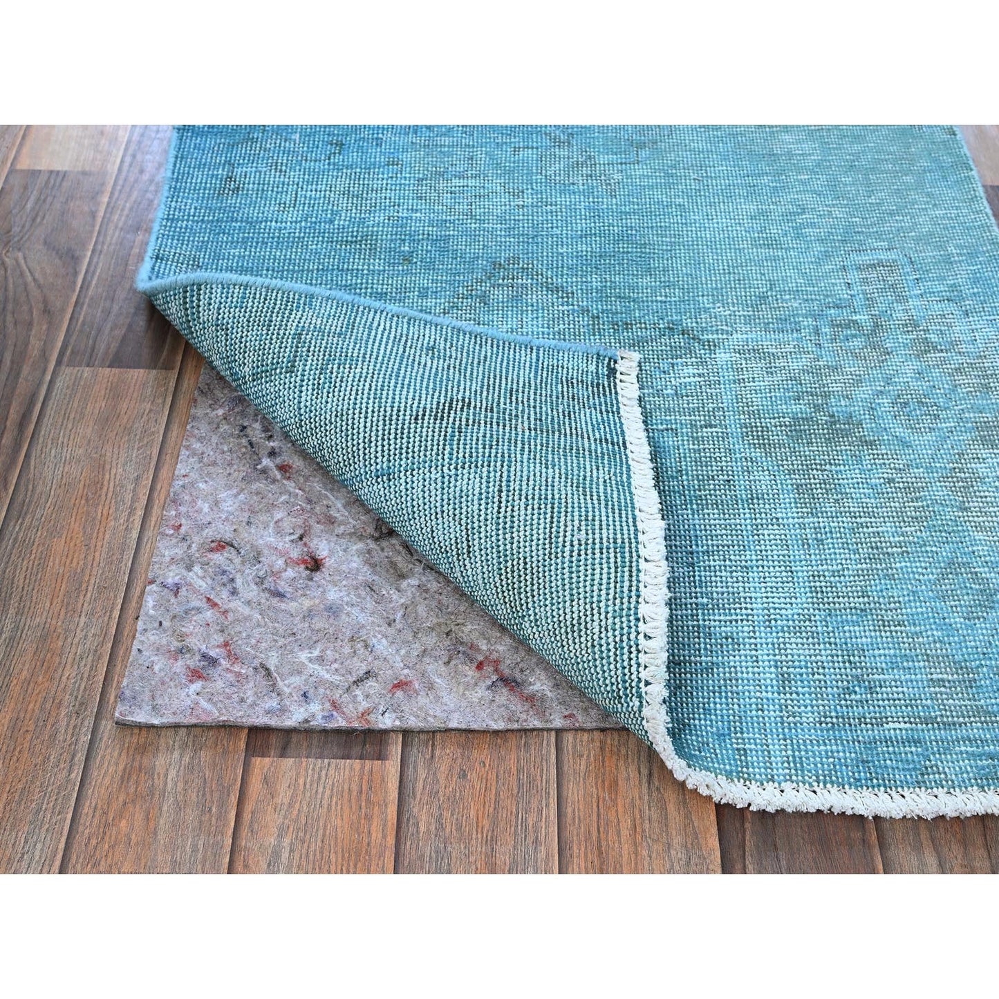 2'5"X9'10" Blue Overdyed Vintage Zoroastrian Hand Knotted Wool Runner Rug