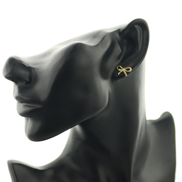Tiffany&Co. Earrings Ribbon 18K 750 Yellow Gold