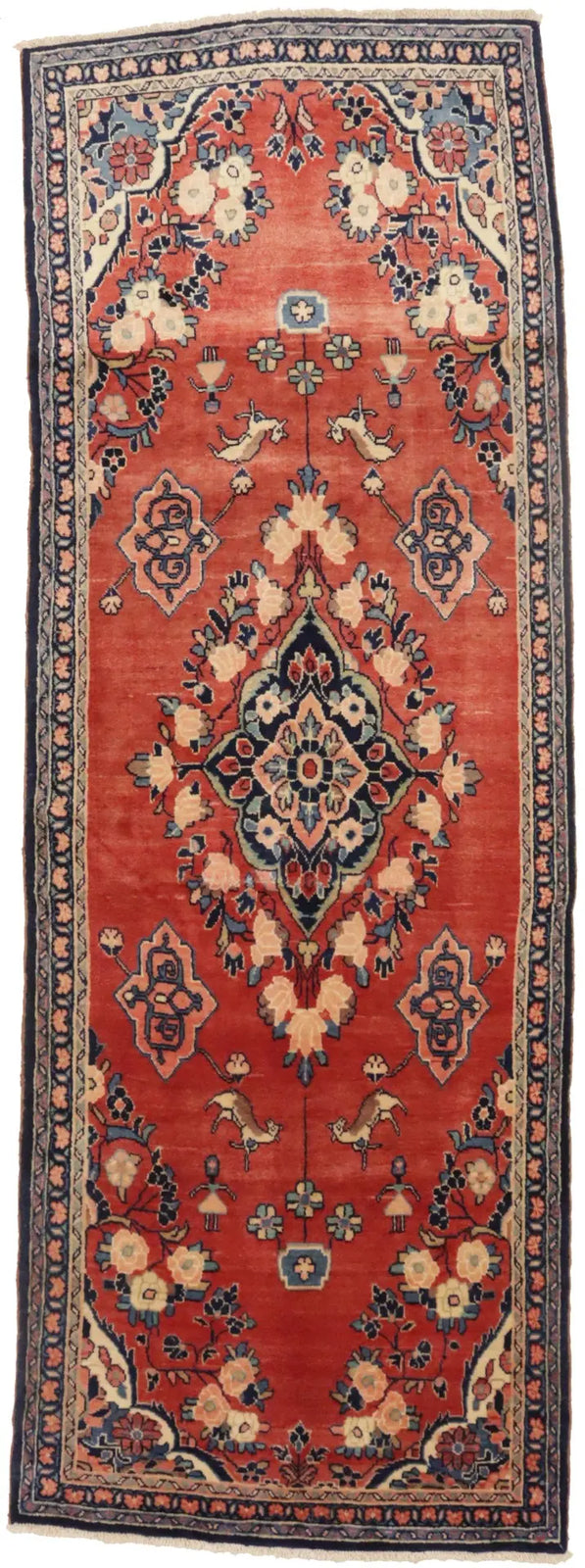 Vintage Oriental Runner Rug Tribal Floral Design