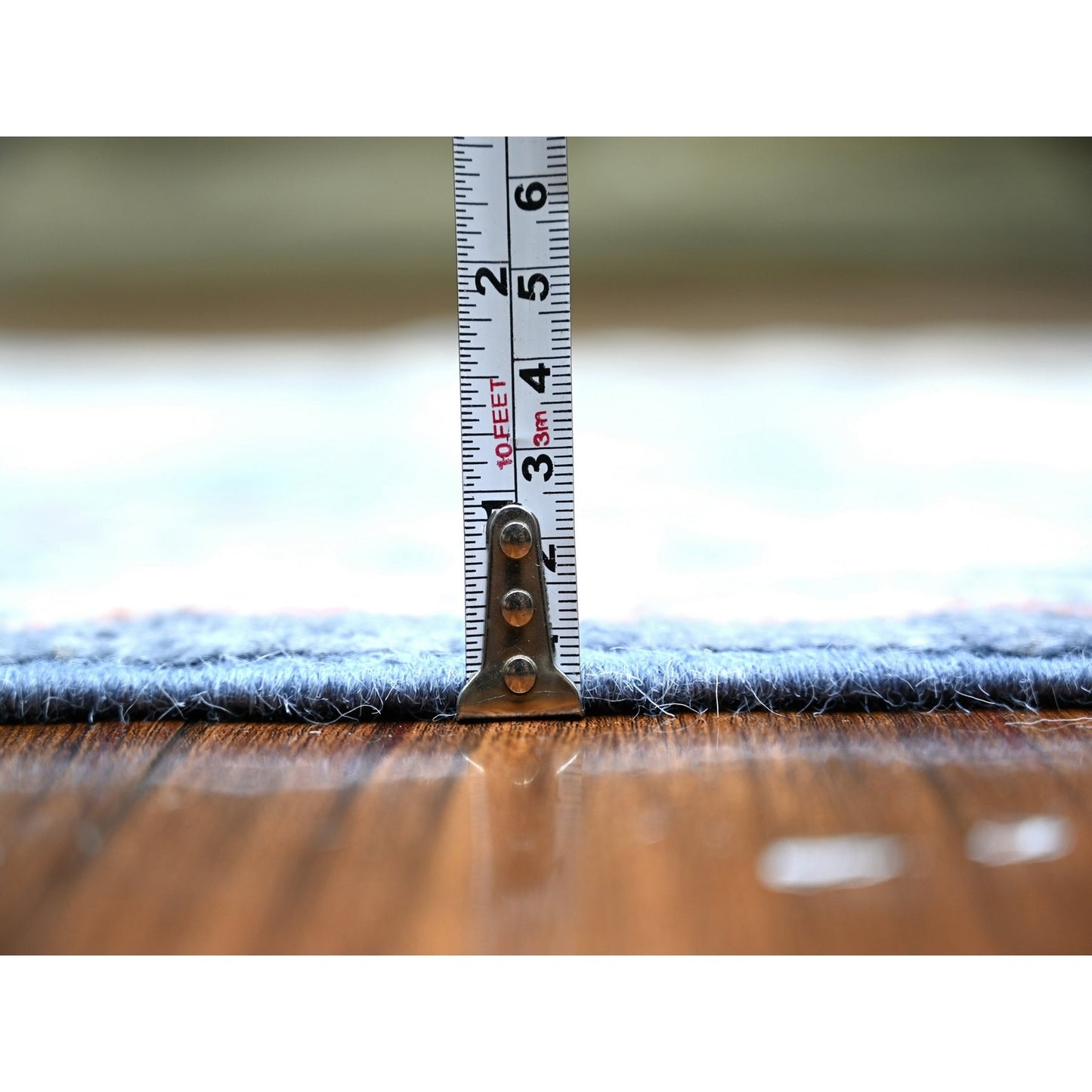 2'10"X11'10" Blue Afghan Angora Oushak Pure Wool Hand Knotted Runner Rug