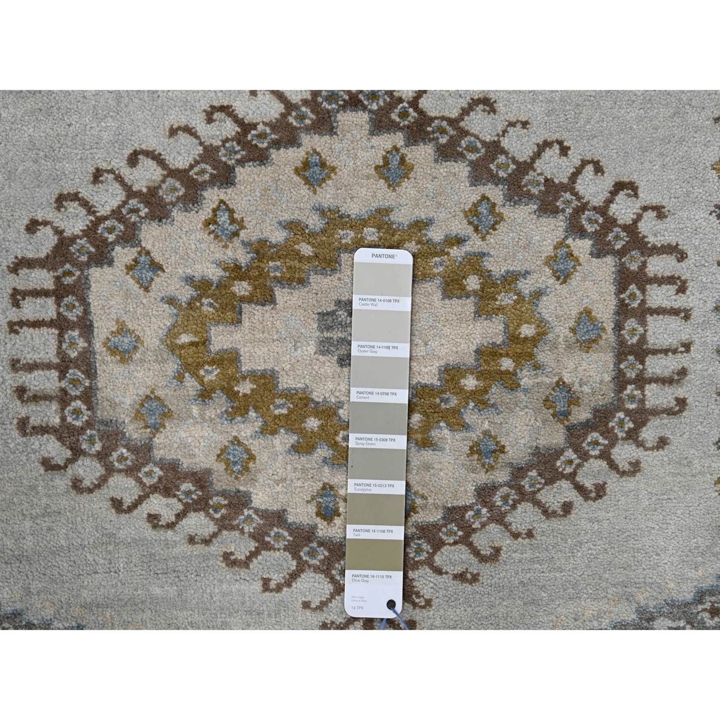 4'X10'1" Rhino Gray Wool Farsian Village Hand Knotted Wide Runner Rug