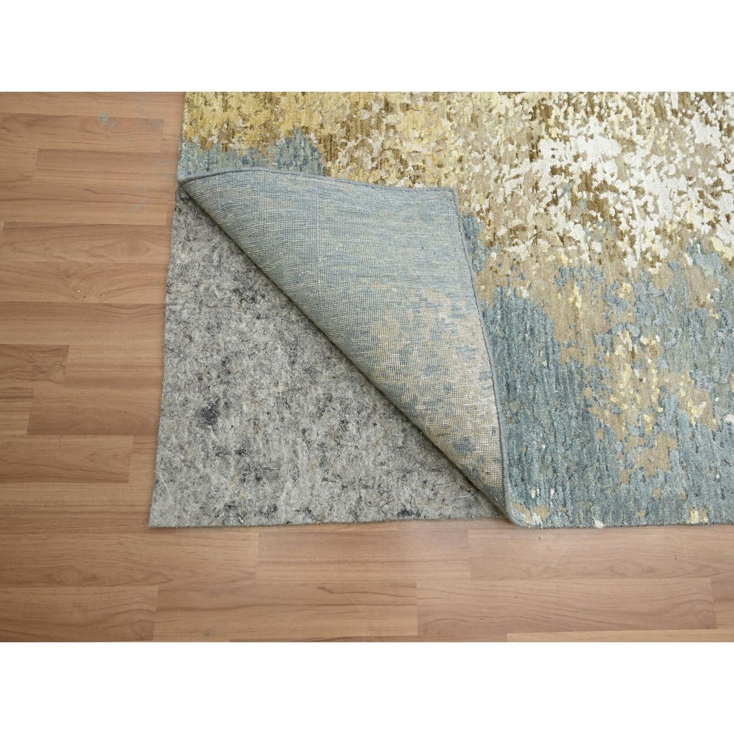 9'X11'10" Shades Of Brown Abstract Design 100% Wool Hand Knotted Rug