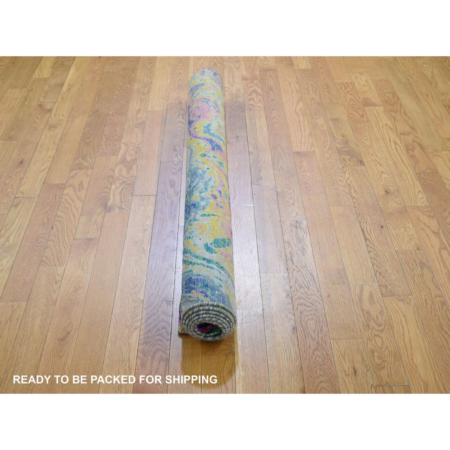 4'9"X6'7" The Lava Sari Silk With Textured Wool Hand Knotted Rug