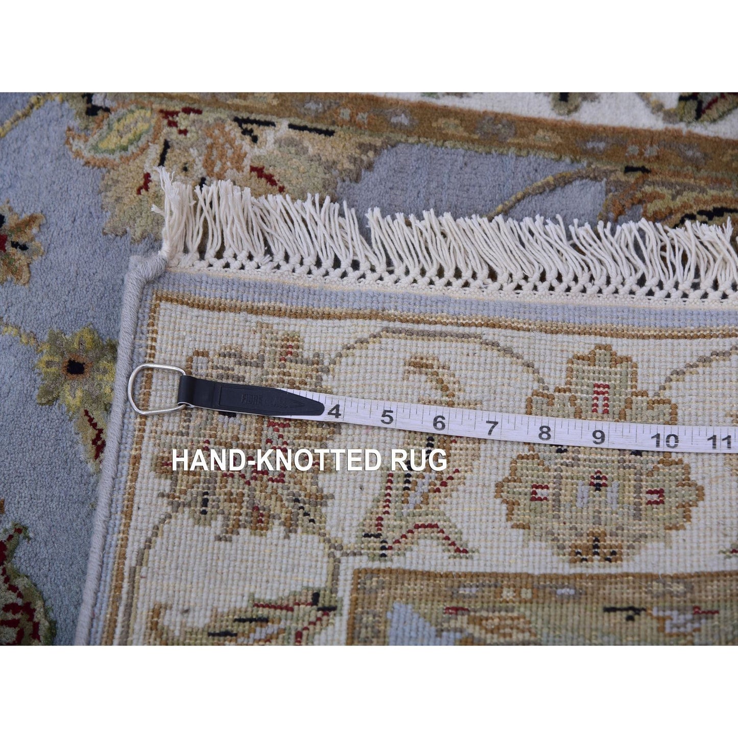 2'8"X17'1" Blue Rajasthan Leaf Hand Knotted Wool And Silk Xl Runner Rug