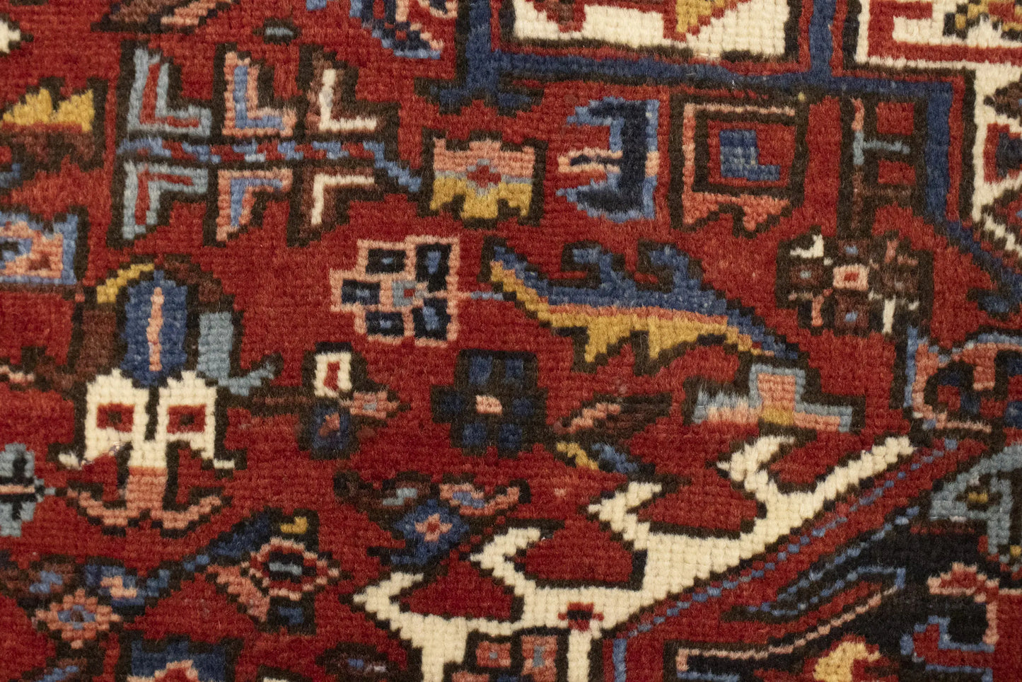 Semi-Antique Oriental Rug Rusty Red Geometric
