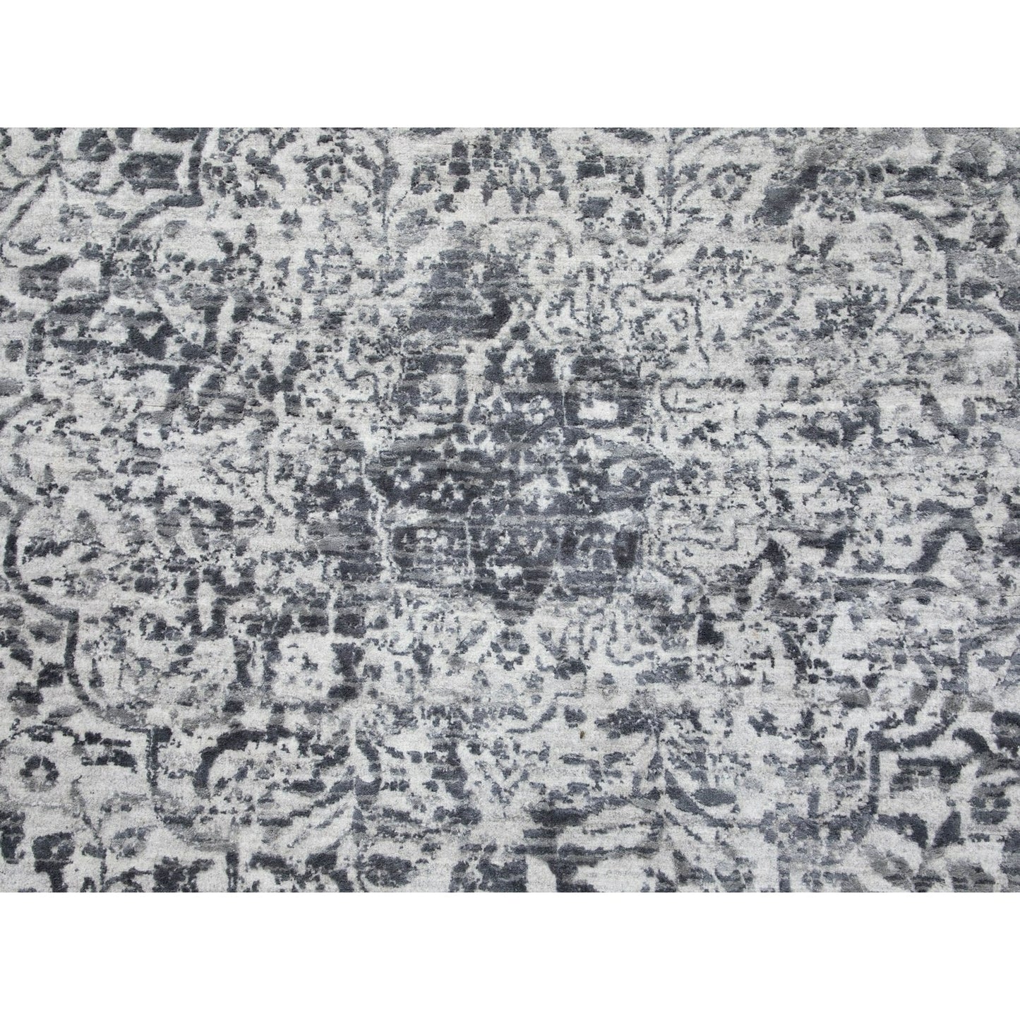 8'X8' Wool And Silk Hand Knotted Broken Design Round Fine Rug