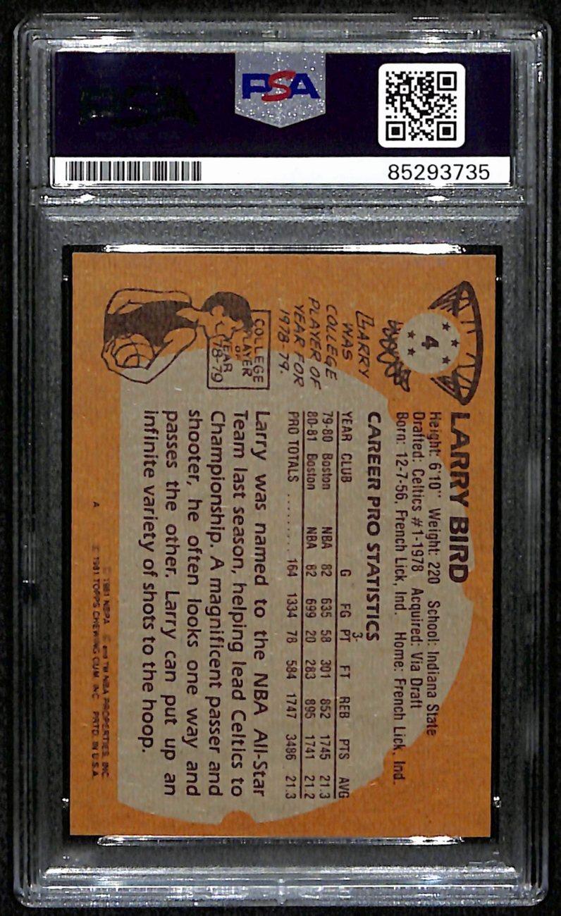 Larry Bird Hof Signed/Autographed 1981 Topps Card