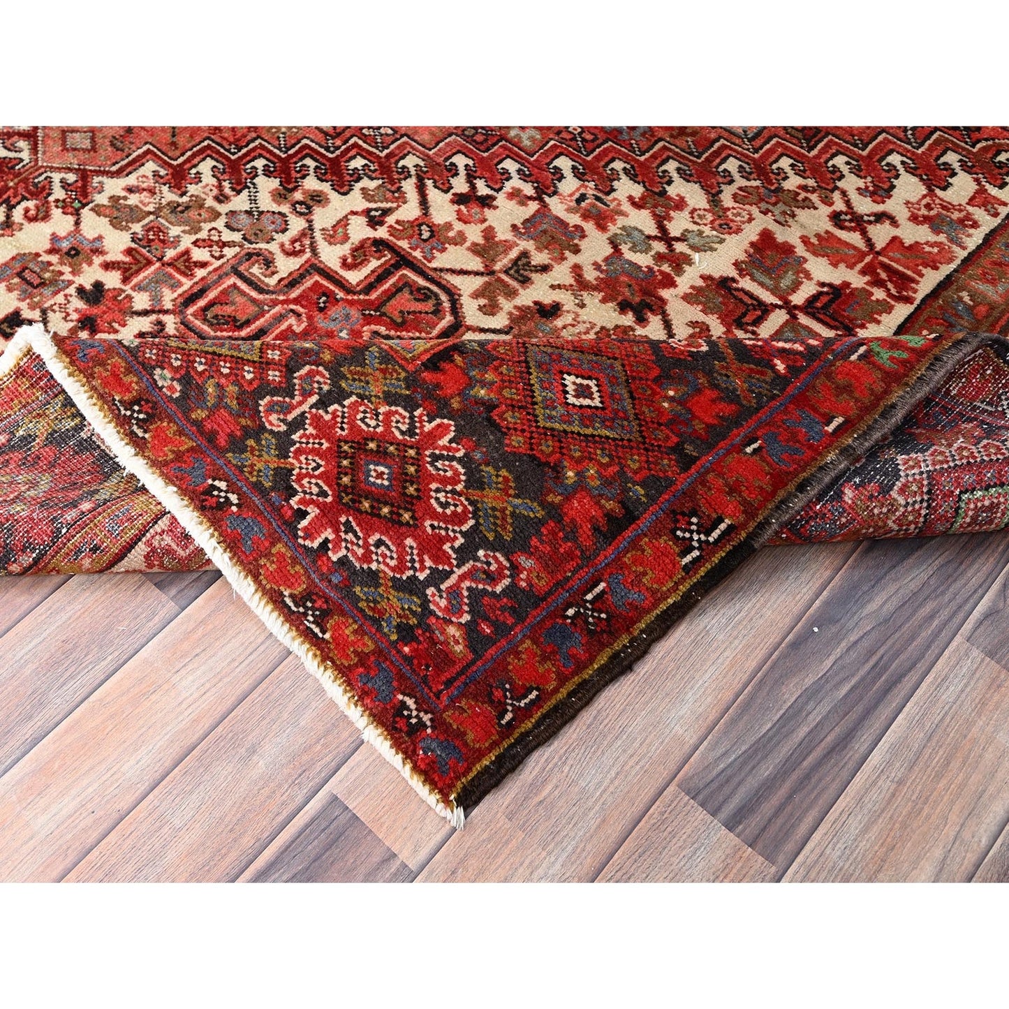 7'10"X11'10" Bills Red Heris Zoroastrian Hand Knotted Wool Oriental Rug