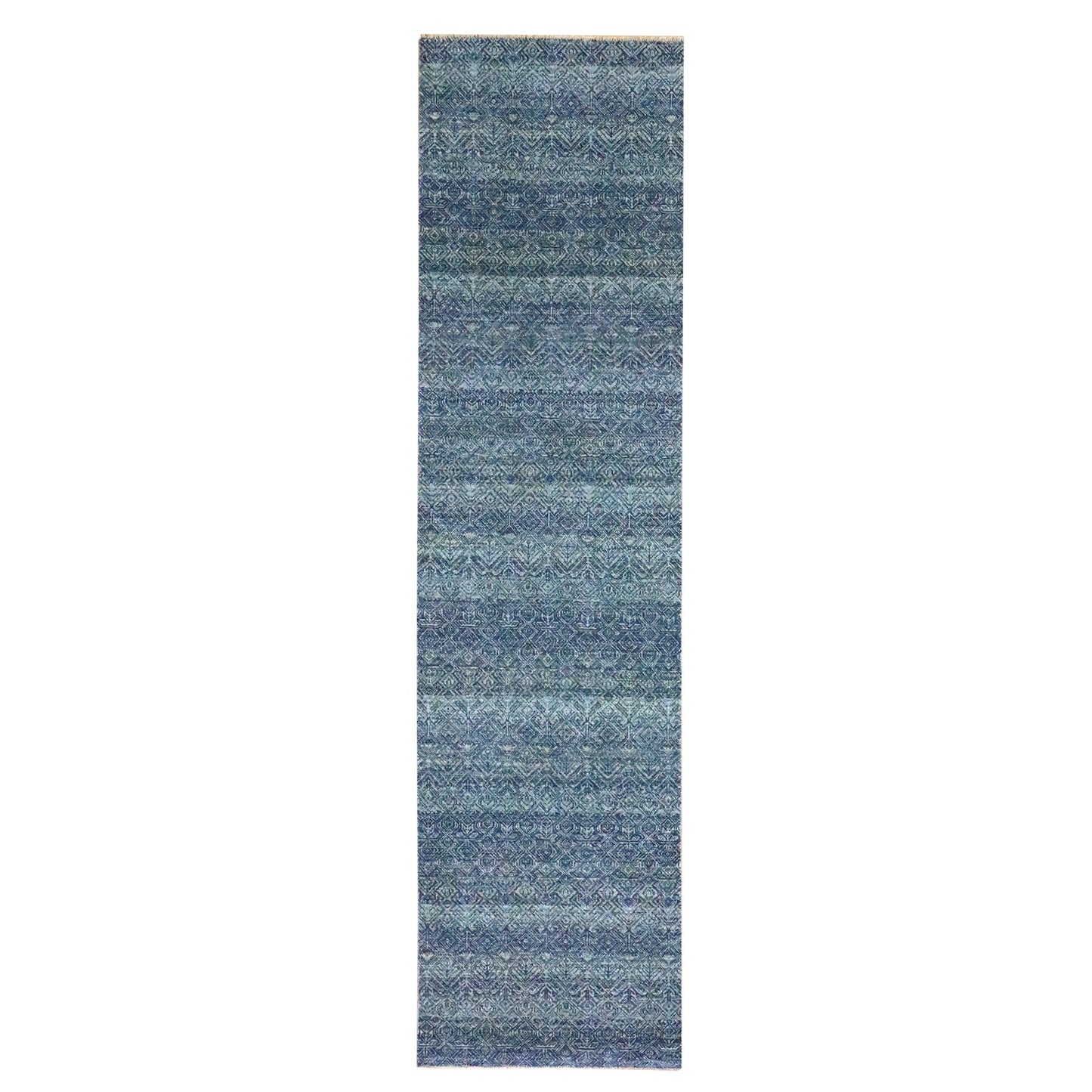 2'7"X10'2" Blue Kohinoor Herat Pattern Soft Wool Hand Knotted Runner Rug
