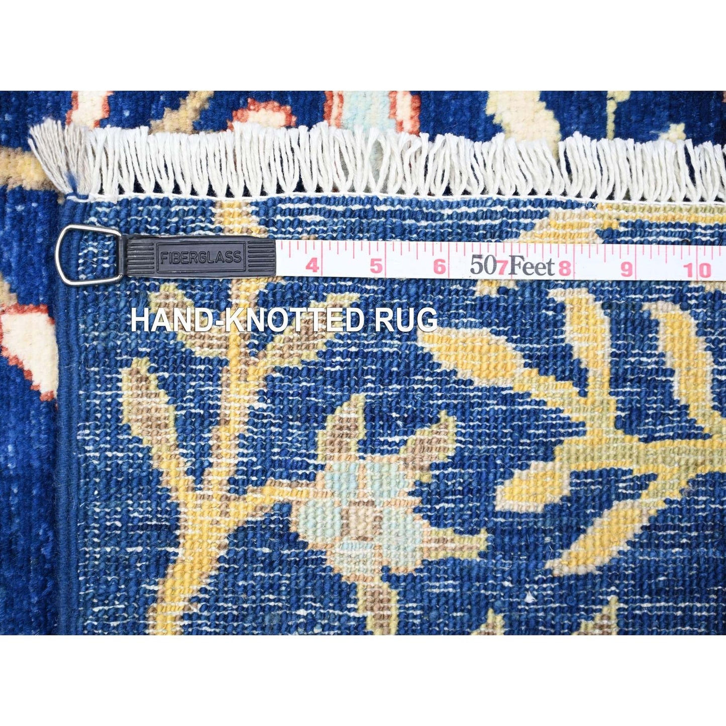 2'10"X7'10" Chelsea Blue Wool Hand Knotted Afghan Peshawar Runner Rug