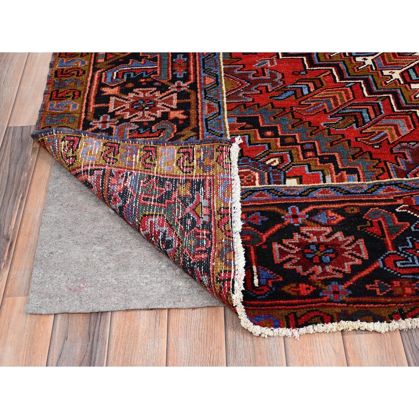 10'X12'8" Barn Red Vintage Zoroastrian Heris Pure Wool Hand Knotted Rug