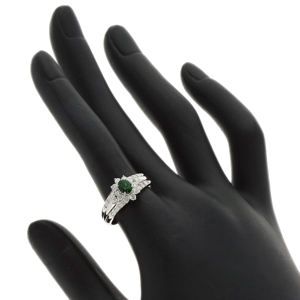 0.4ct Chrome Tourmaline Diamond Ring Platinum