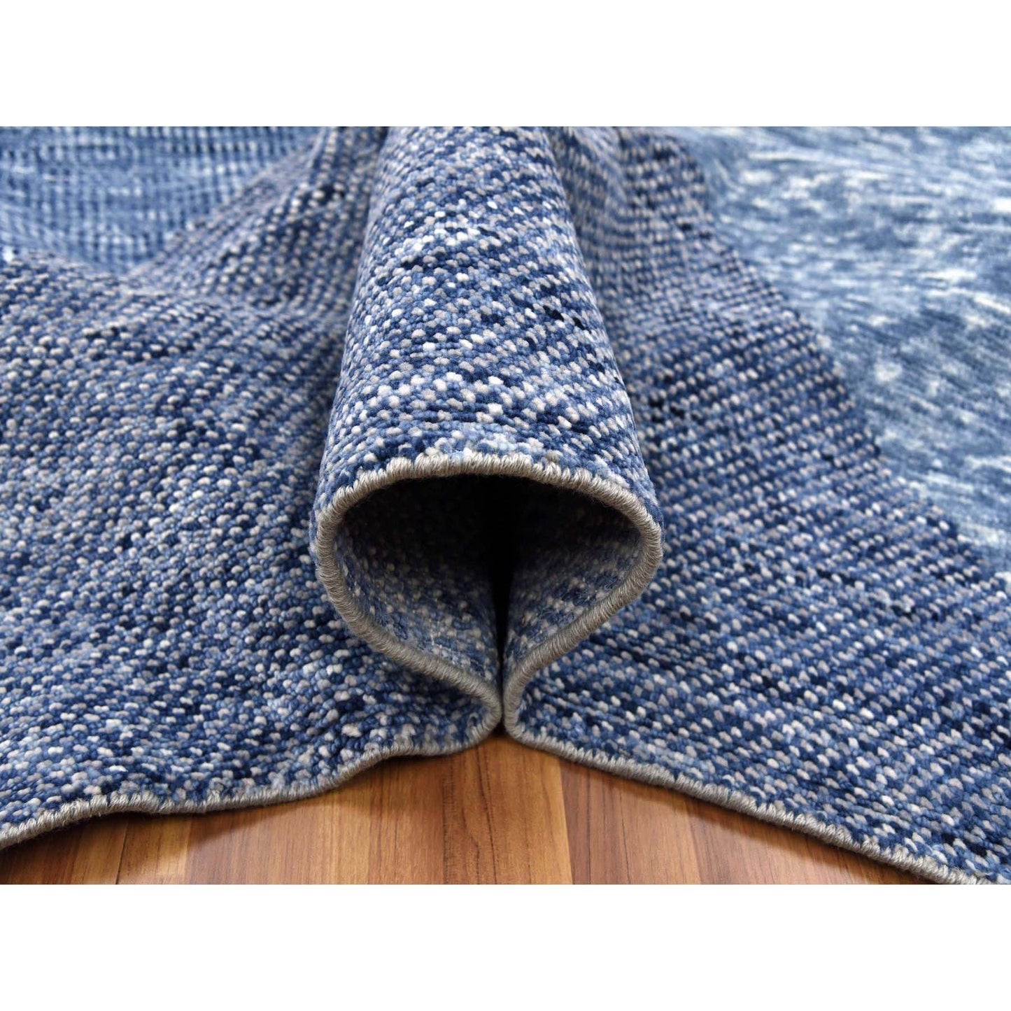 12'2"X18'3" Blue Wool Hand Knotted Art Deco Collection Oversized Rug