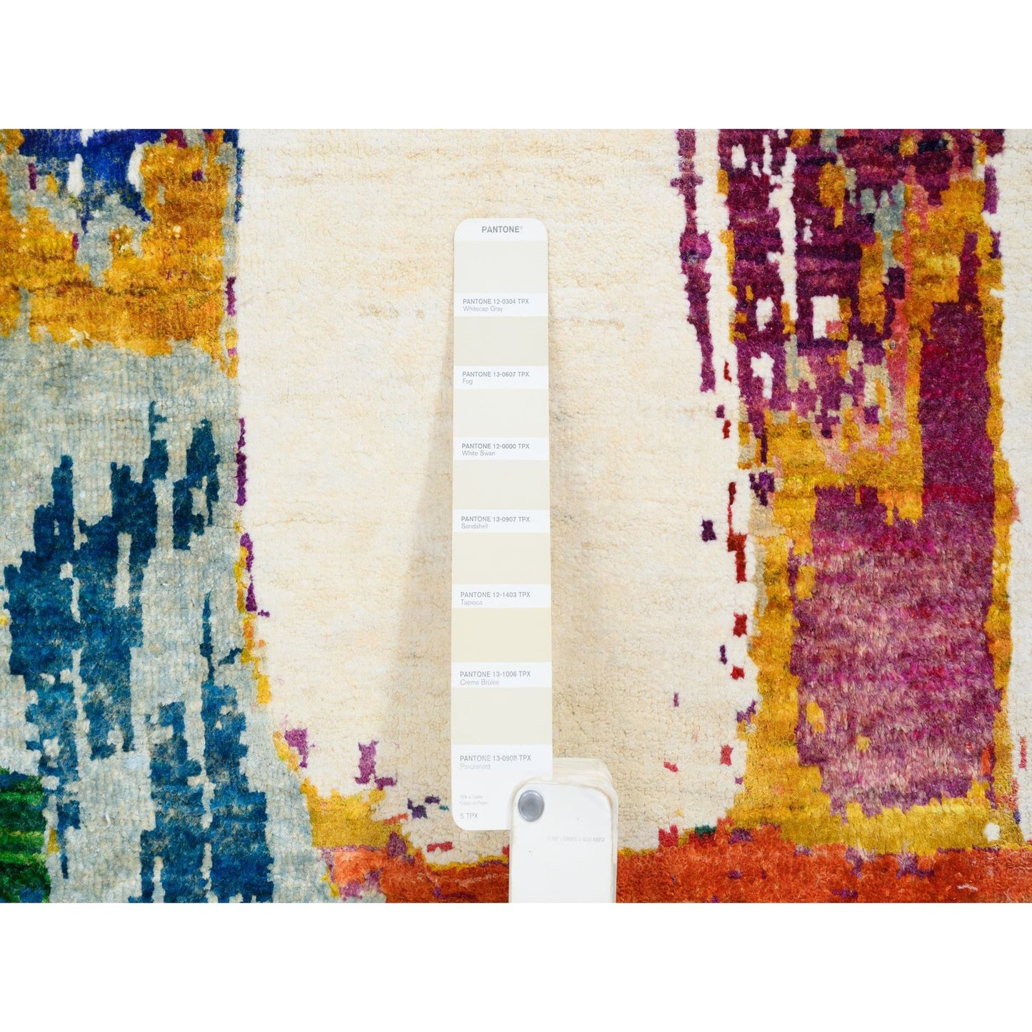 5'X5' Colorful Modern Design Wool And Silk Hand Knotted Round Rug