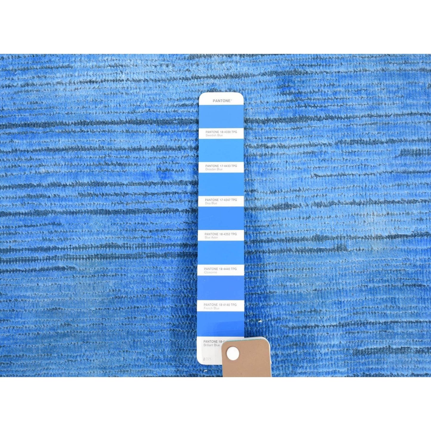 10'X14'1" Blue Wool Hand Knotted Overdyed Contemporary Design Rug