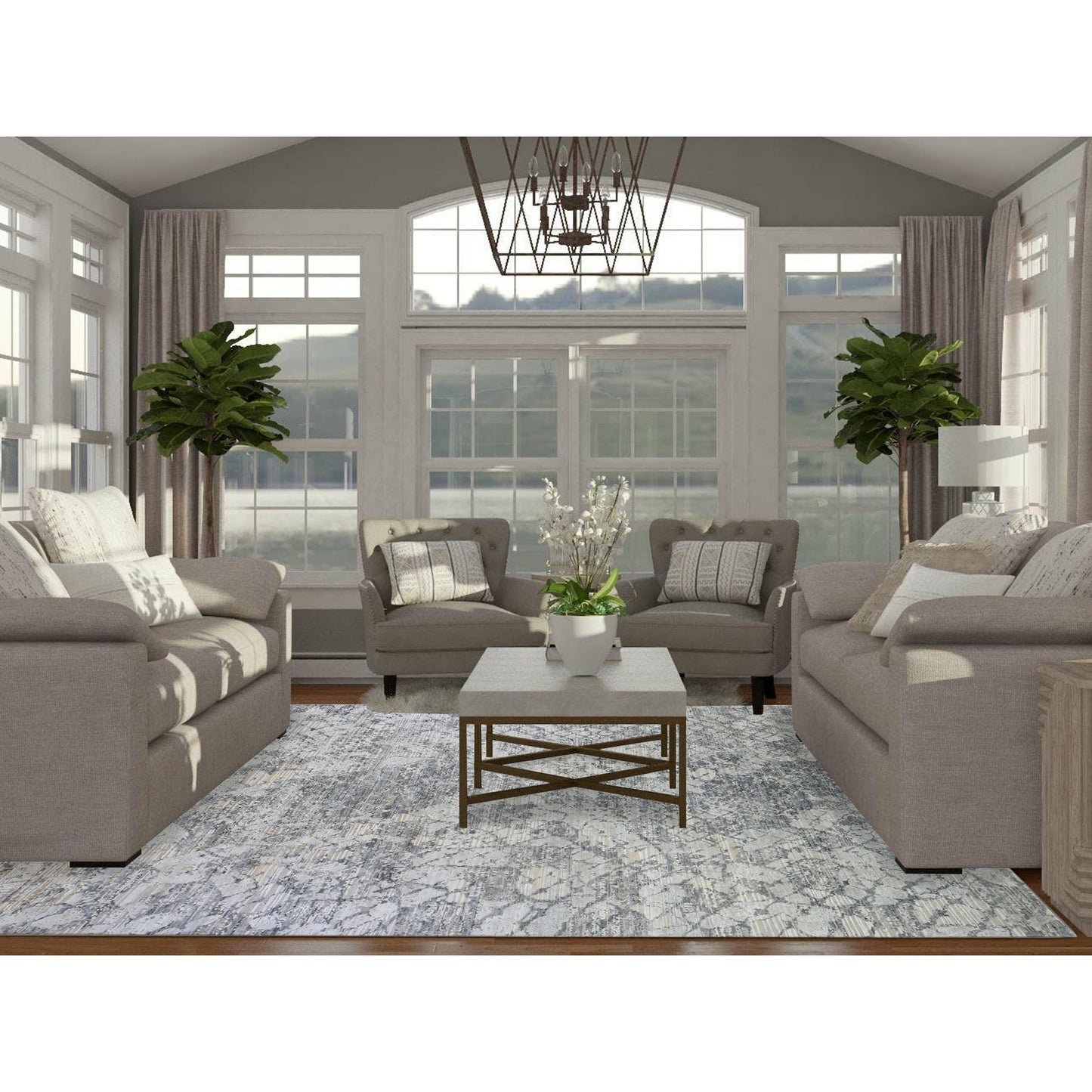 10'1"X14'2" Silk And Textured Wool Gray Hand Knotted Modern Design Rug
