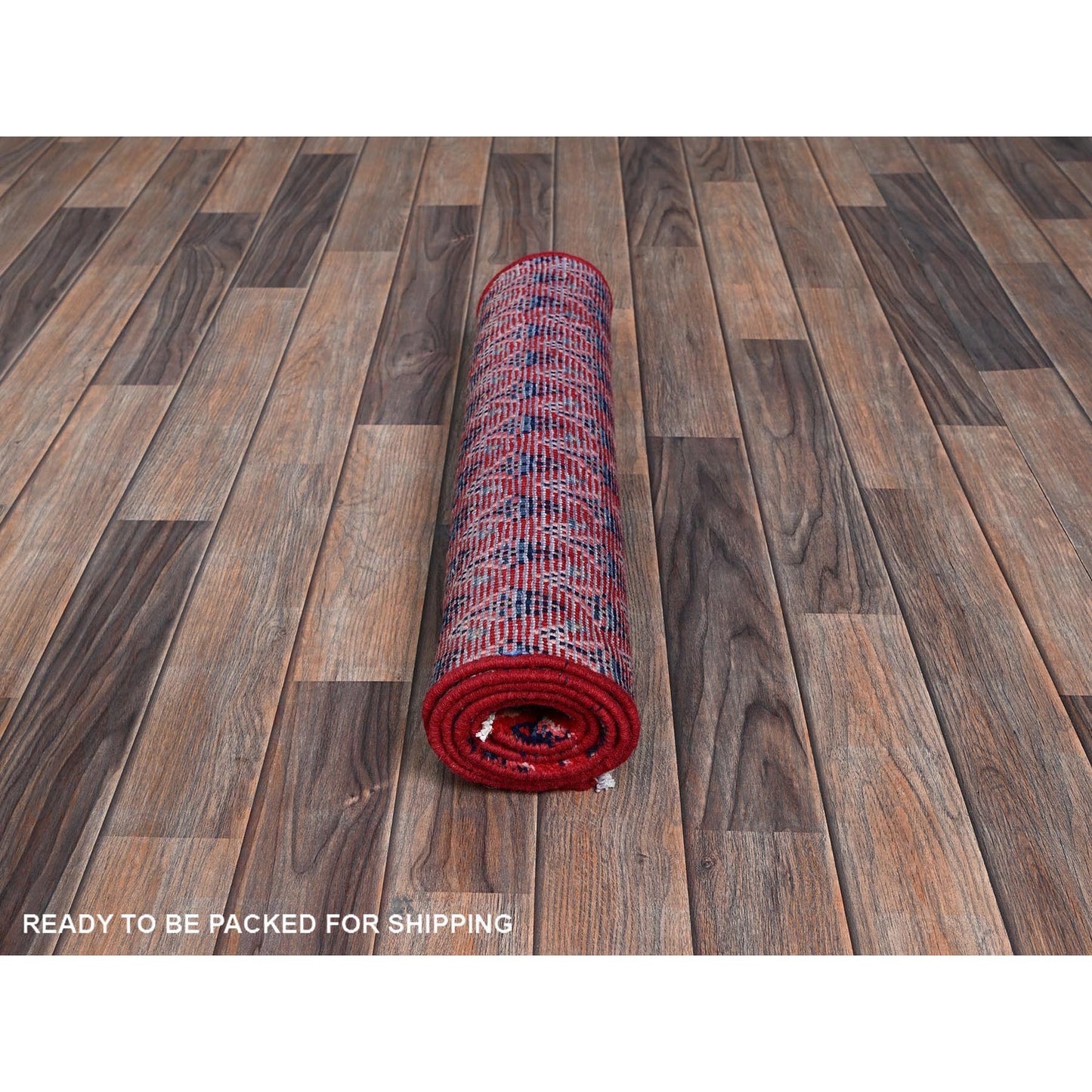 2'1"X5'1" Red Vintage Zoroastrian Boteh Design Hand Knotted Wool Runner Rug