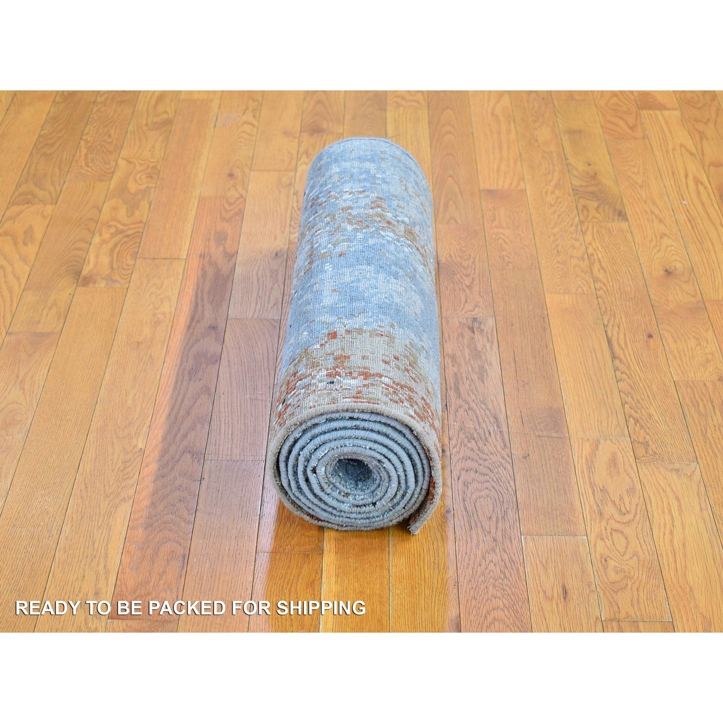2'6"X10'3"Abstract Design Wool Farsian Knot Hand Knotted Runner Rug