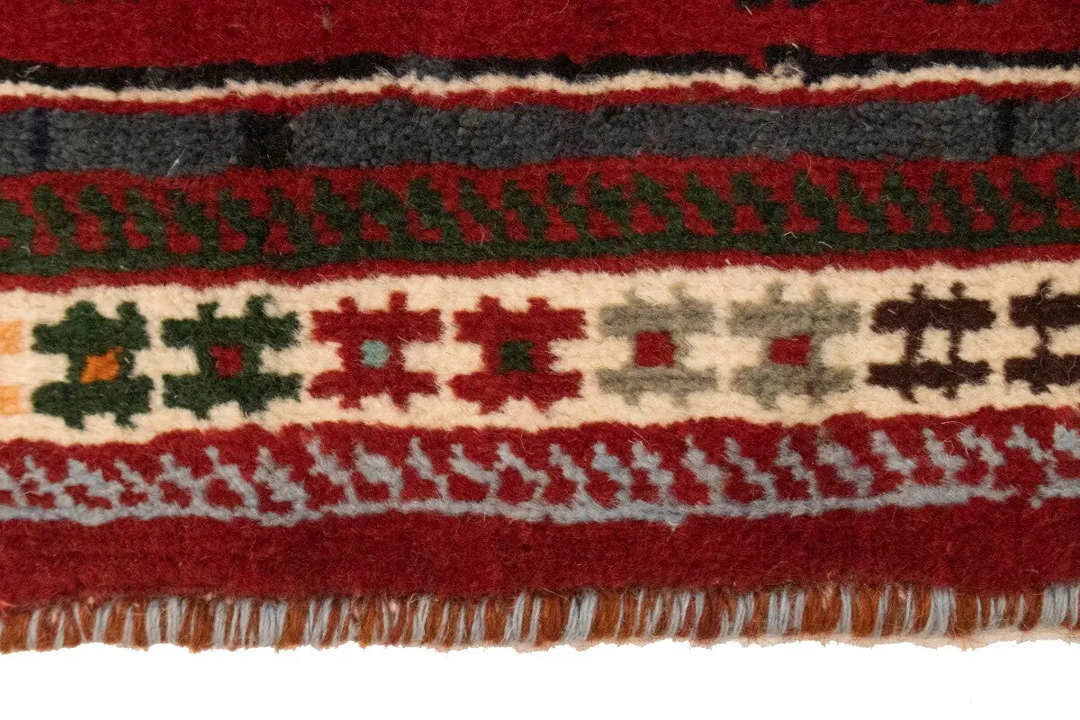 3'5X5 Ft Hand-Knotted Red Tribal Geometric