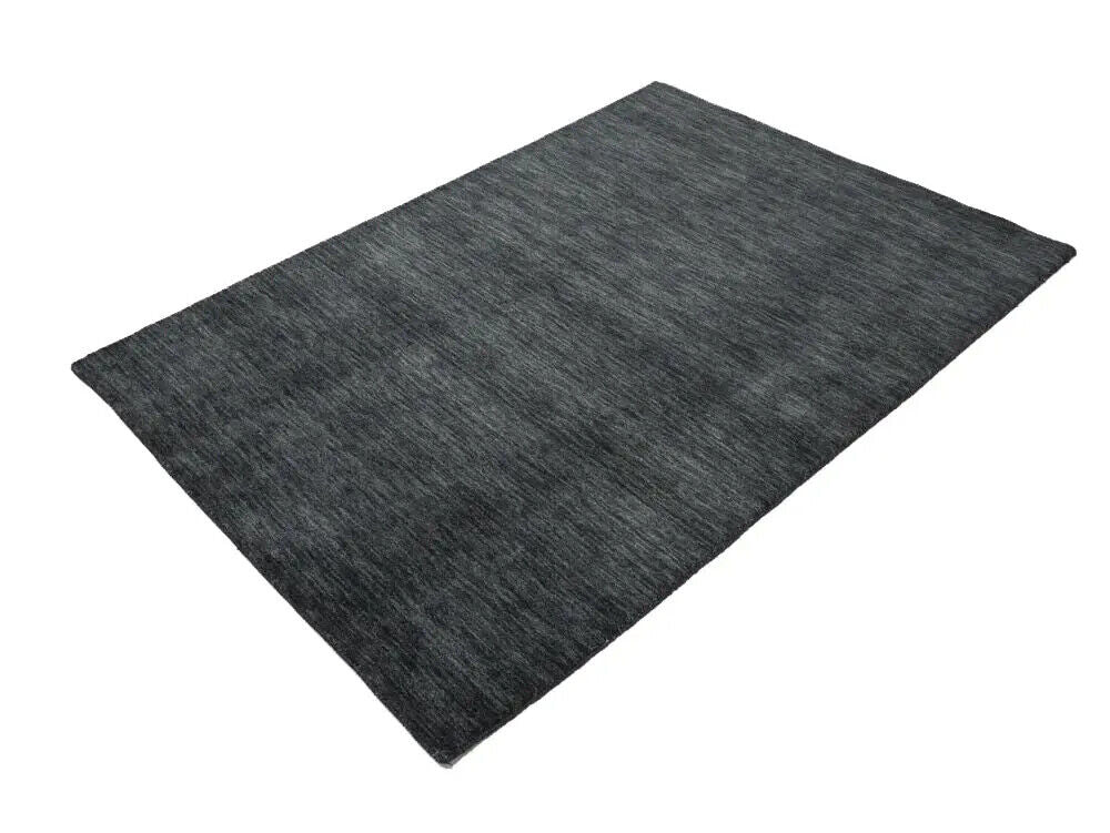 Charcoal Solid Hand-Loomed 4X6 Gabbeh Wool Rug