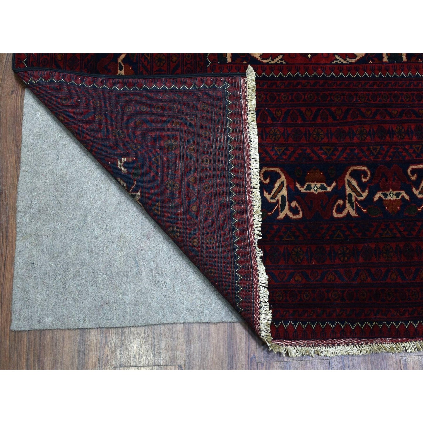 10'X13'8" Red Afghan Khamyab Soft Wool Geometric Design Hand Knotted Rug