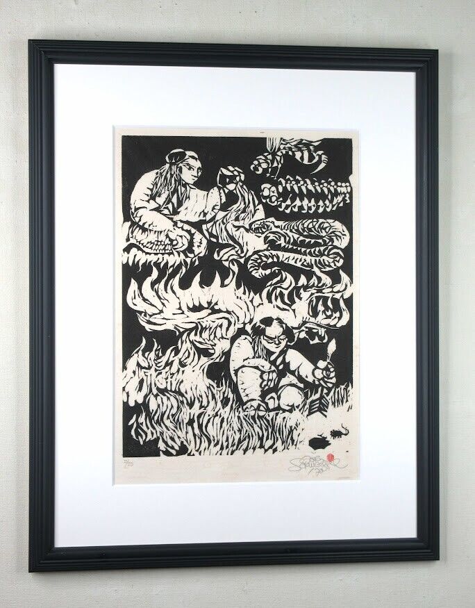 Jorg Schmeisser 1970 Original Woodblock Print