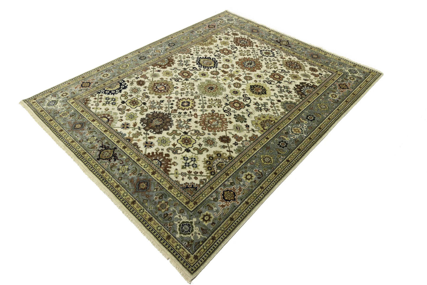 Wool Oriental Rug Geometric Style Carpet Farmho