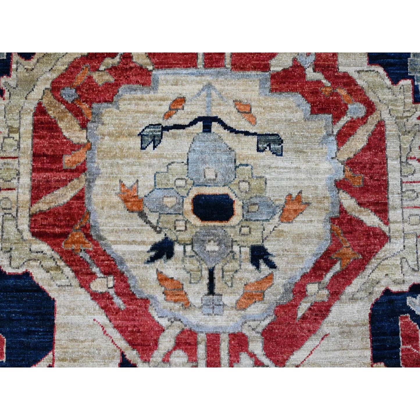 9'X12' Red Seeripe Heris With Flower Design Hand Knotted 100% Wool Rug