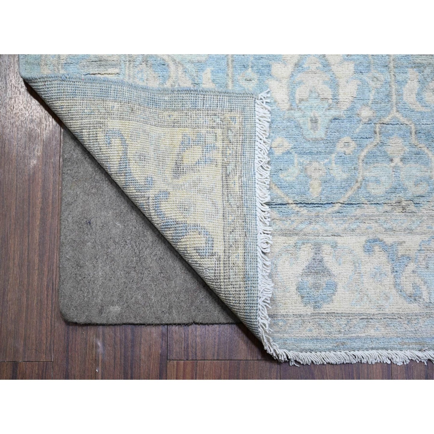 2'8"X15'2" Blue Finer Peshawar Wool Hand Knotted Xl Runner Oriental Rug