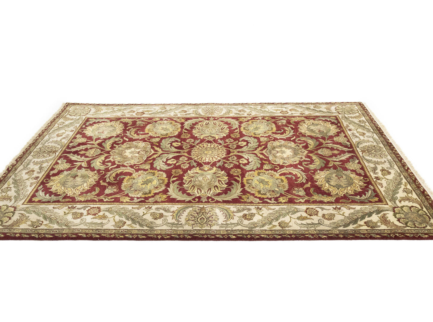 Hand-Knotted Thick Pile Floral Oriental Rug Agra