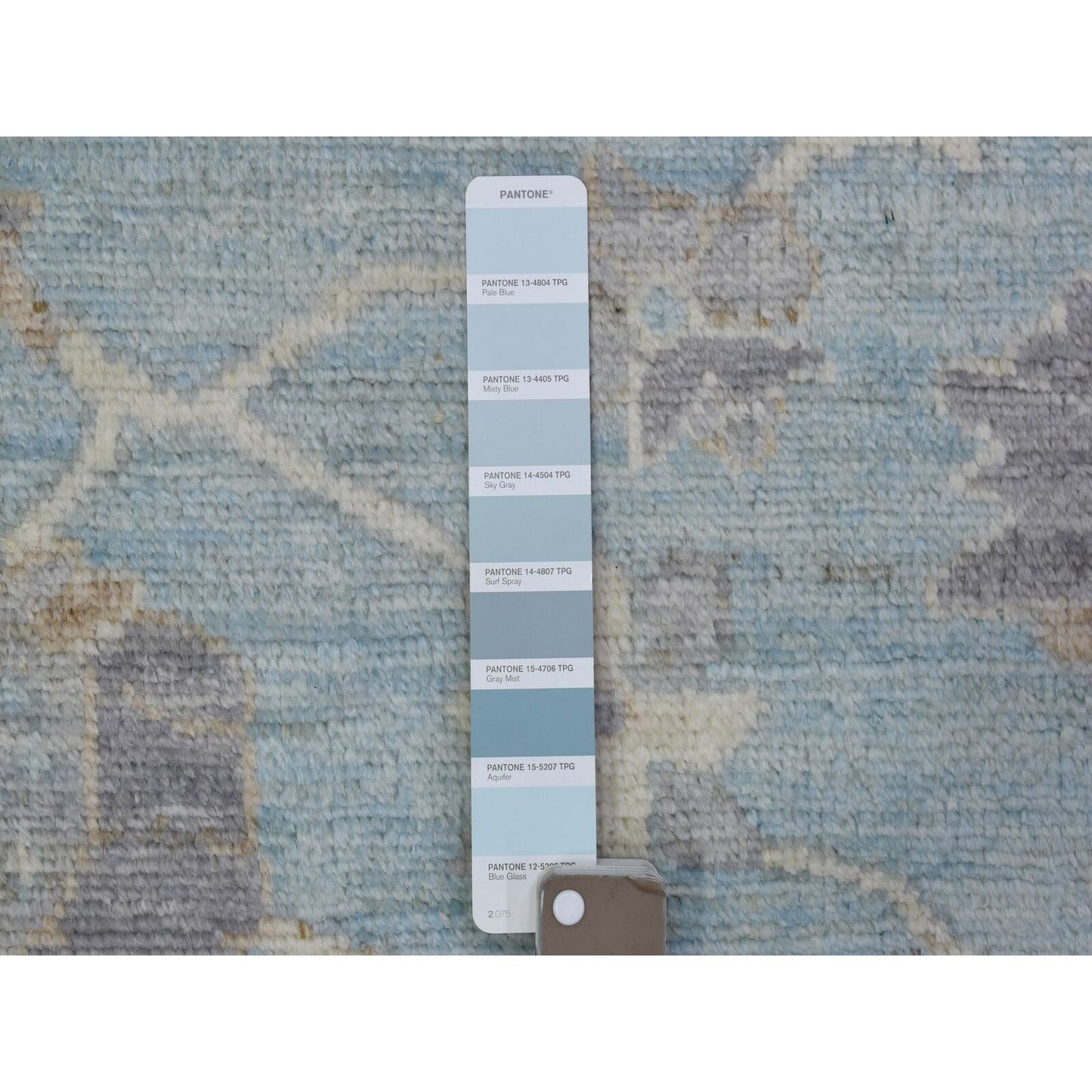 8'X9'8" Light Blue Soft Wool Hand Knotted Afghan Angora Oushak Rug
