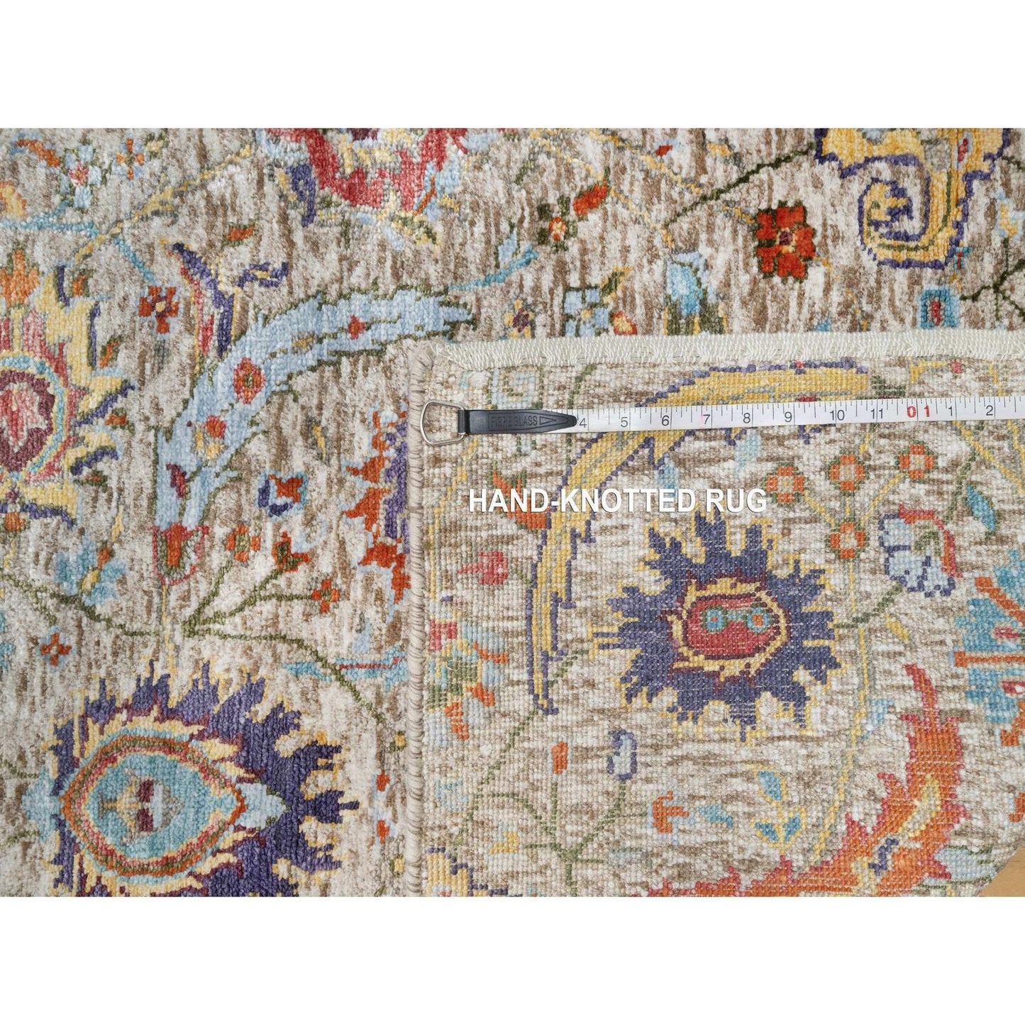 2'7"X23'10" White Sickle Leaf Hand Knotted Silk And Wool Xl Runner Rug