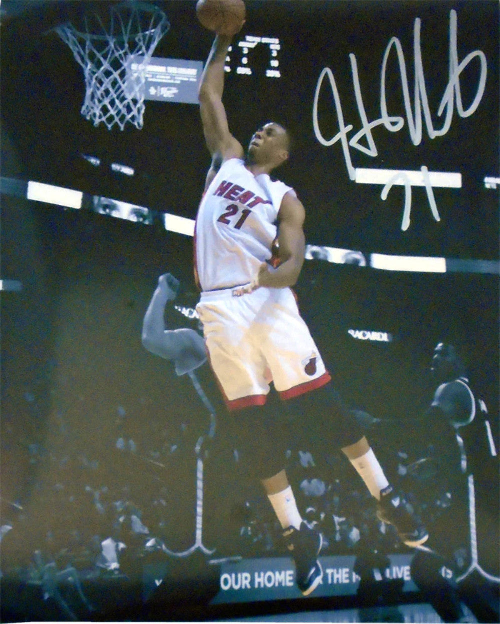 Hassan Whiteside Autographed Dunking Spotlight 11X14 Photo