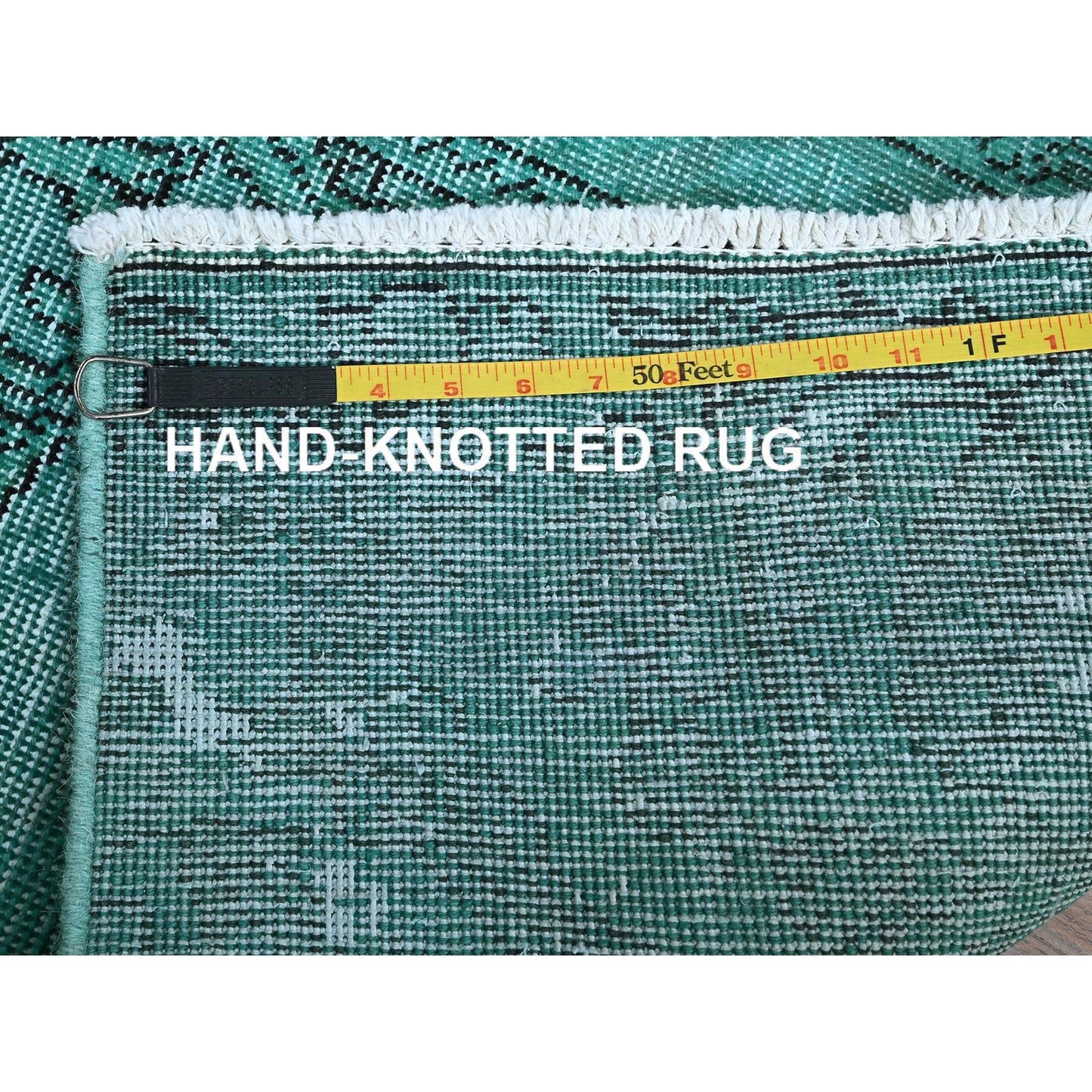 2'3"X7'5" Green Overdyed Vintage Zoroastrian Hand Knotted Wool Runner Rug