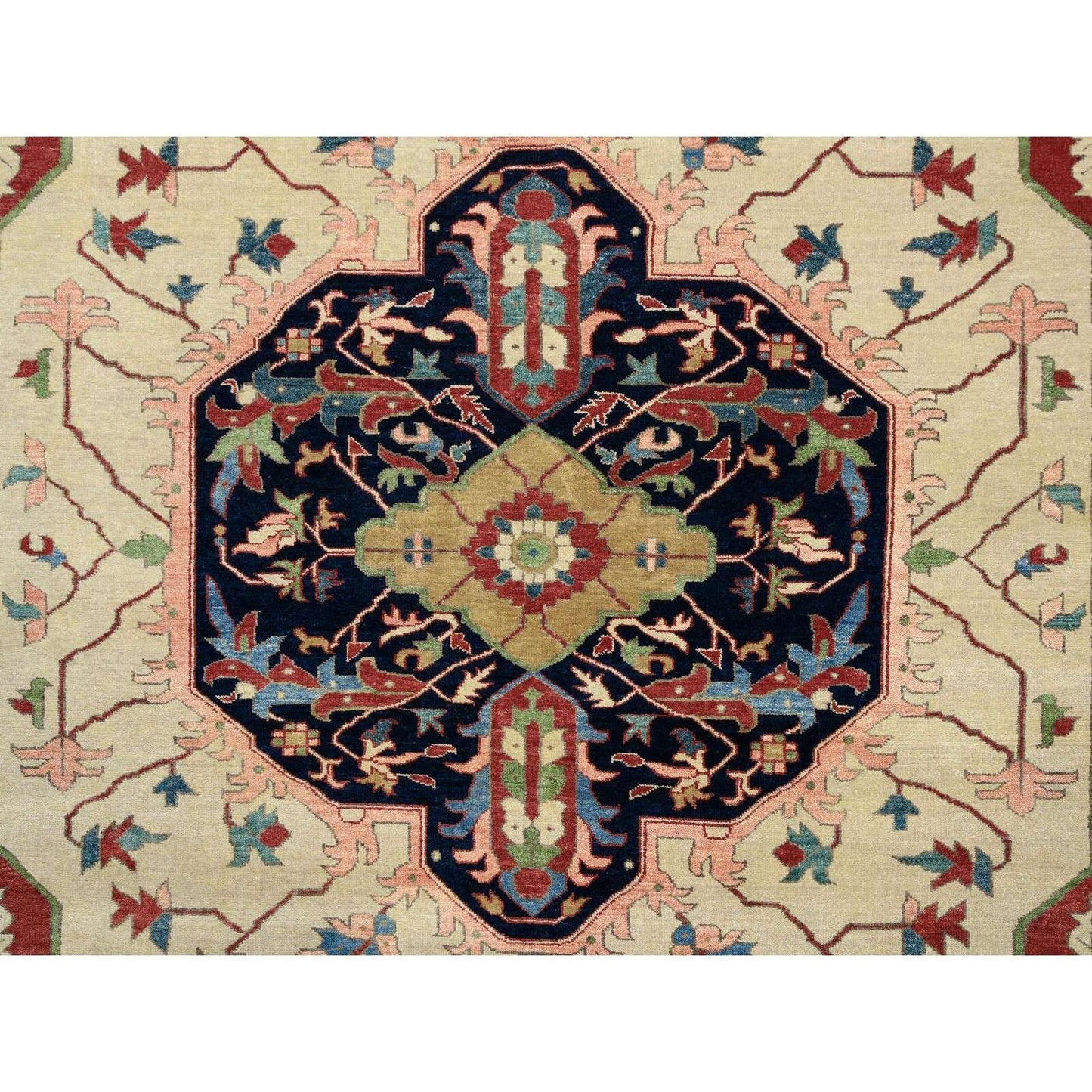 11'9"X17'10" Blue Pliable Wool Hand Knotted Heris Revival Oversized Rug