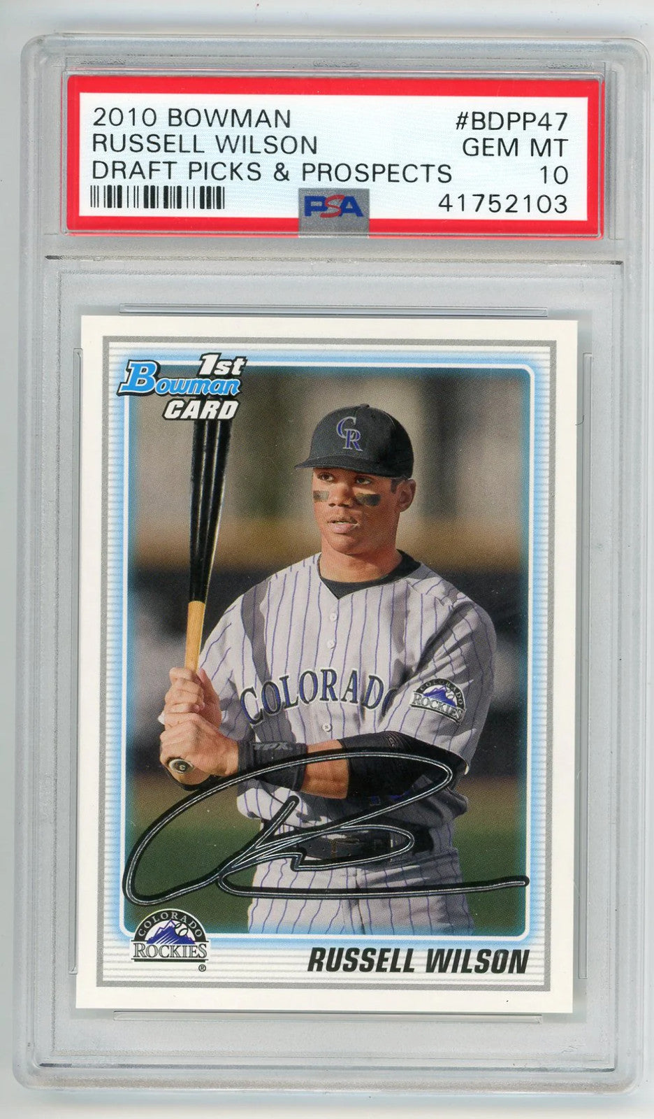 Russell Wilson 2010 Bowman Draft Picks & Prospects #Bdpp47 Psa Mt 10