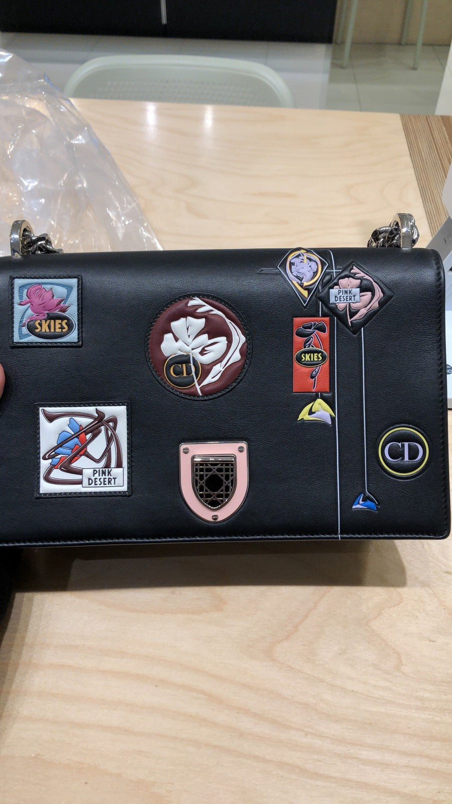 Christian Dior Diorama Flap Bag Patch Embellished Leather Medium