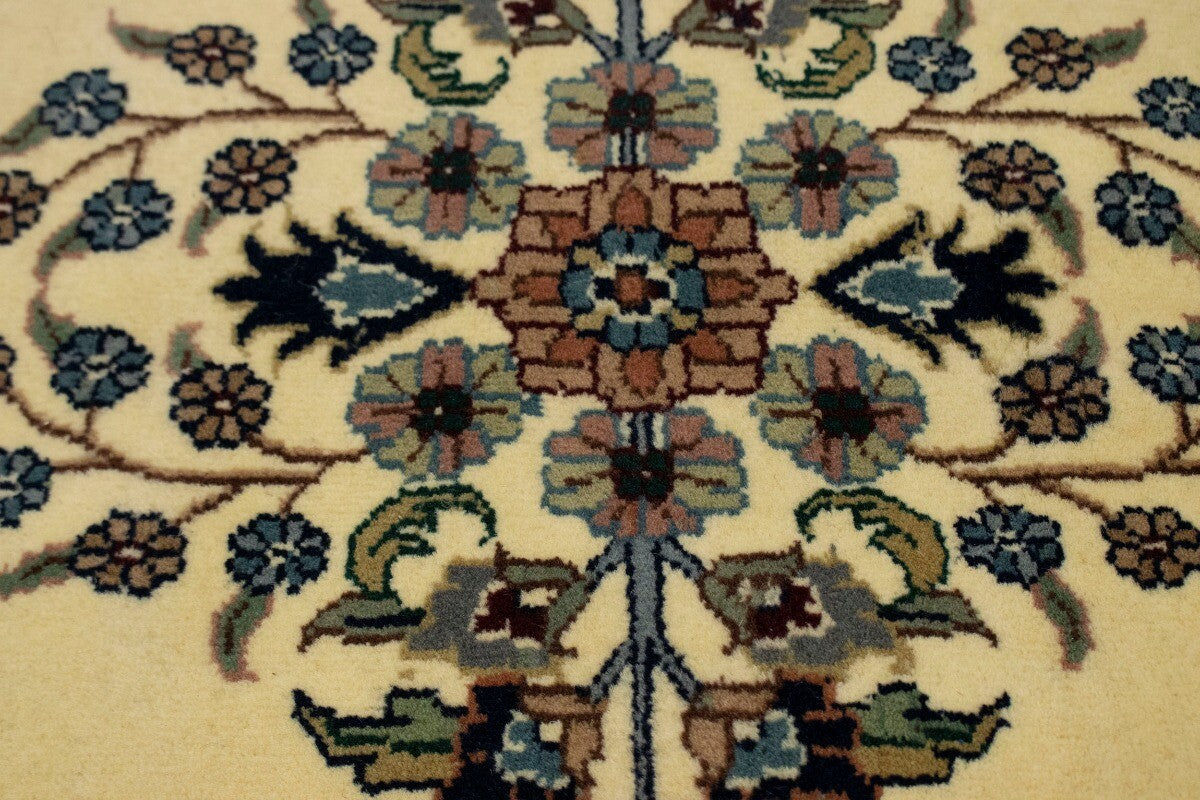 Classic Beige Floral Design Hand-Knotted Oriental